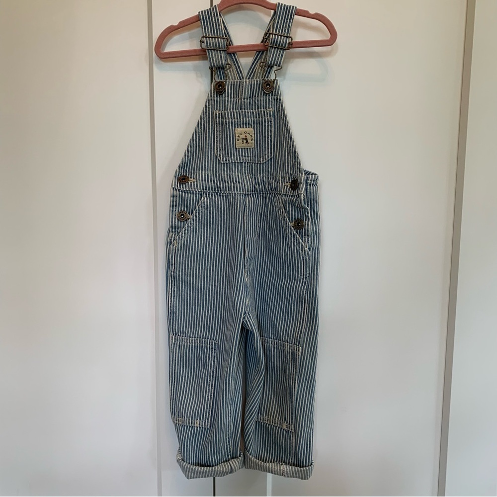 Hey Gang striped overalls